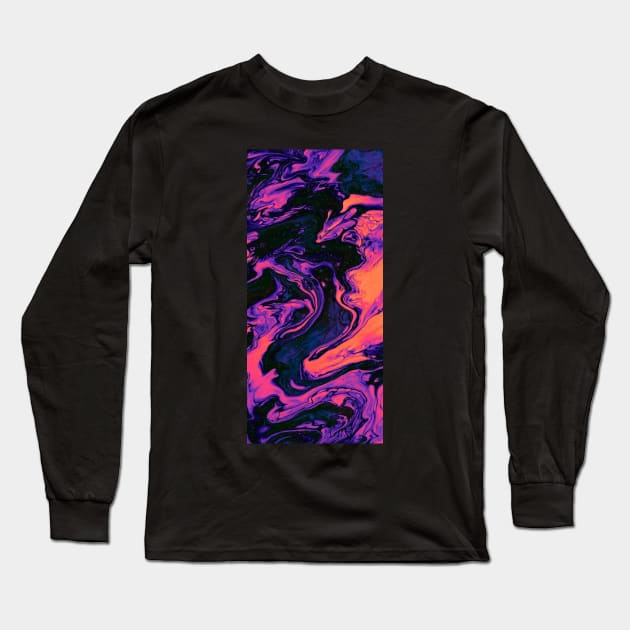 Neon Purple & Orange Pattern Long Sleeve T-Shirt by Alexander S.